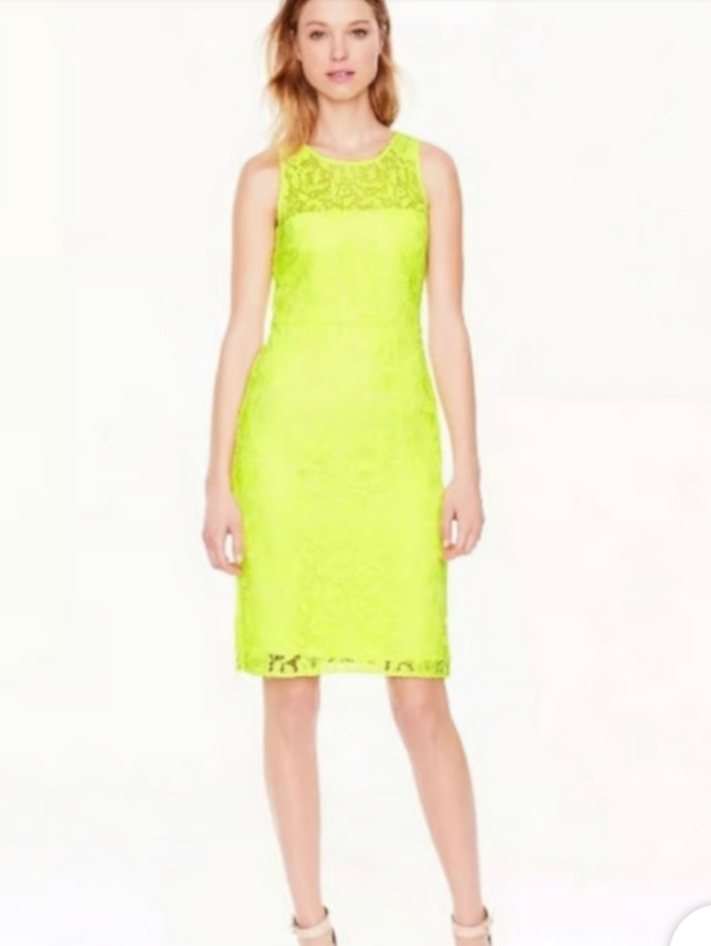 Neon Yellow Lace Sheath Dress - J. Crew Collection - 0